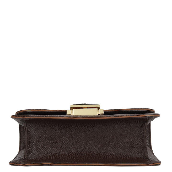 Small Monogram Leather Shoulder Bag - Chocolate