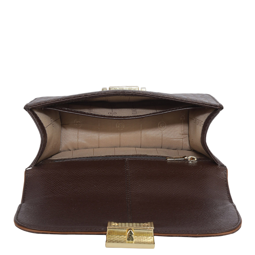 Small Monogram Leather Shoulder Bag - Chocolate