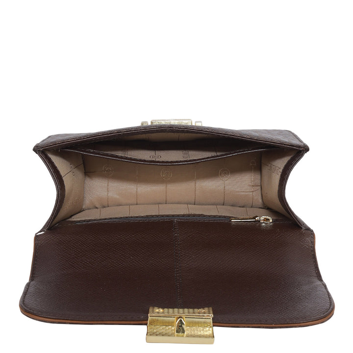 Small Monogram Leather Shoulder Bag - Chocolate