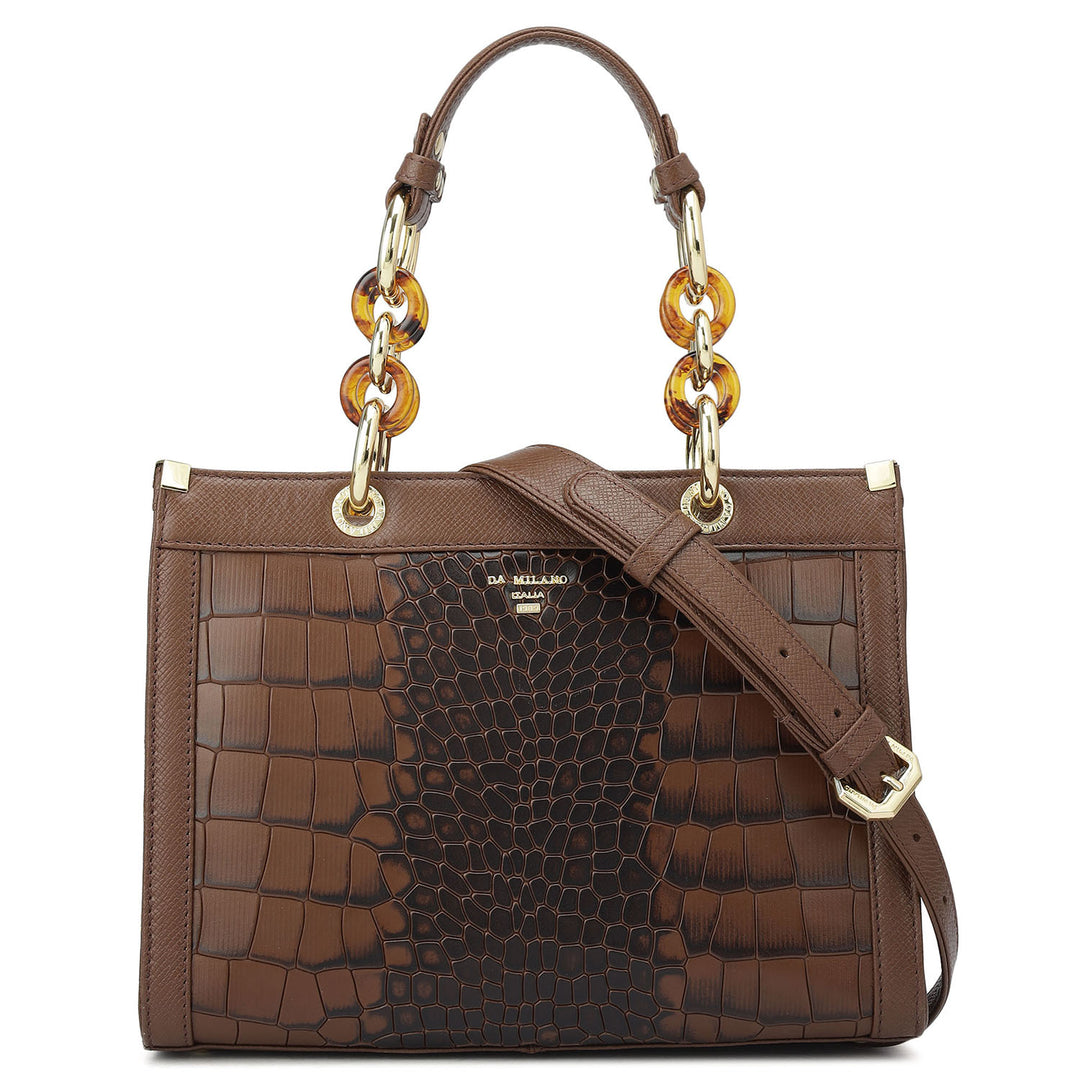 Small Croco Franzy Leather Satchel - Date