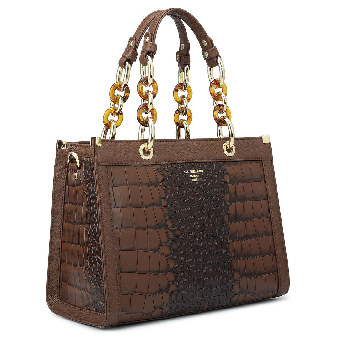 Small Croco Franzy Leather Satchel - Date
