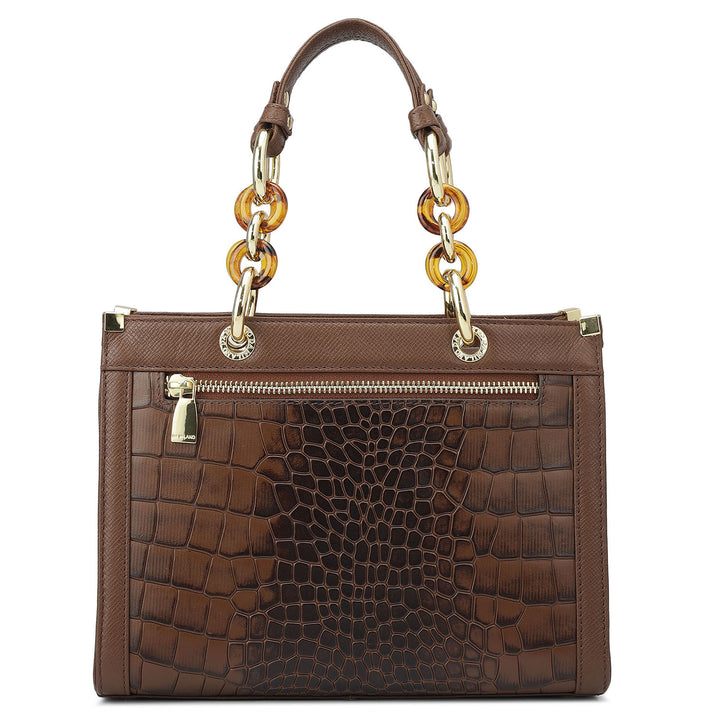 Small Croco Franzy Leather Satchel - Date