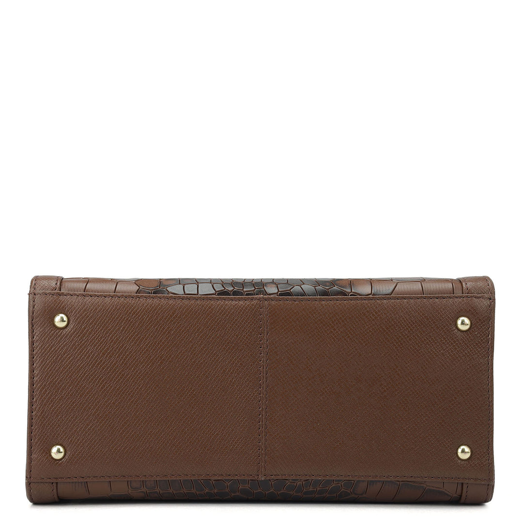 Small Croco Franzy Leather Satchel - Date