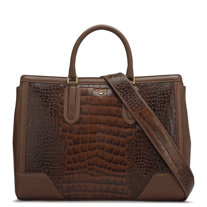 Large Croco Franzy Leather Satchel - Date