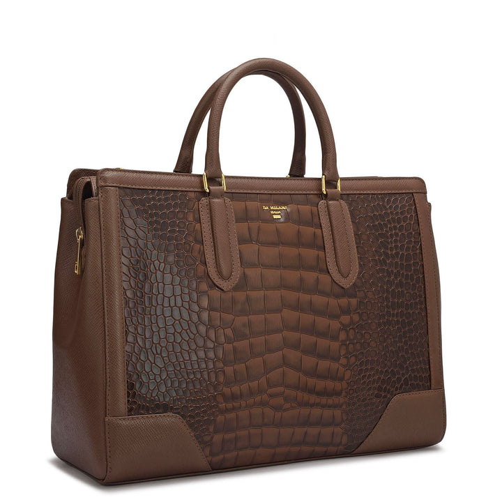 Large Croco Franzy Leather Satchel - Date