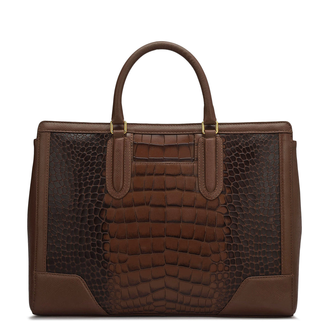 Large Croco Franzy Leather Satchel - Date