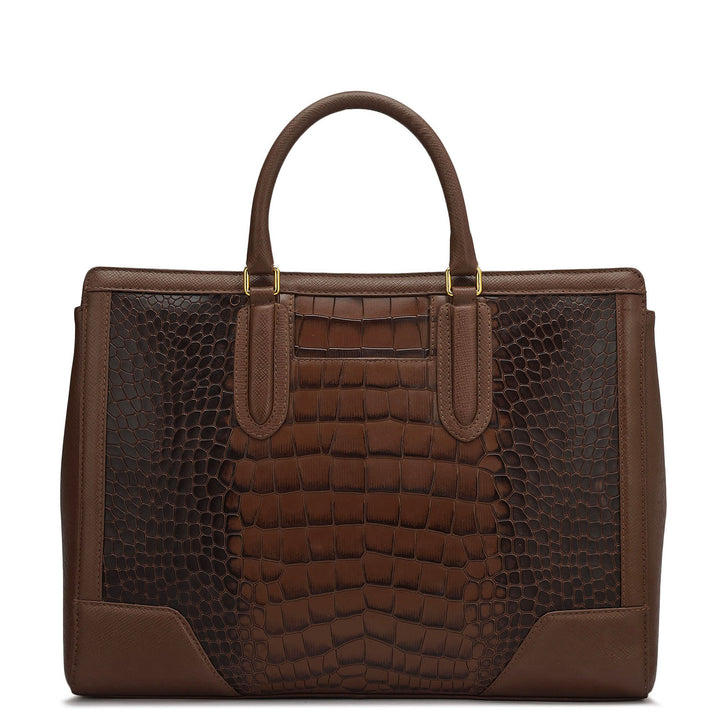Large Croco Franzy Leather Satchel - Date