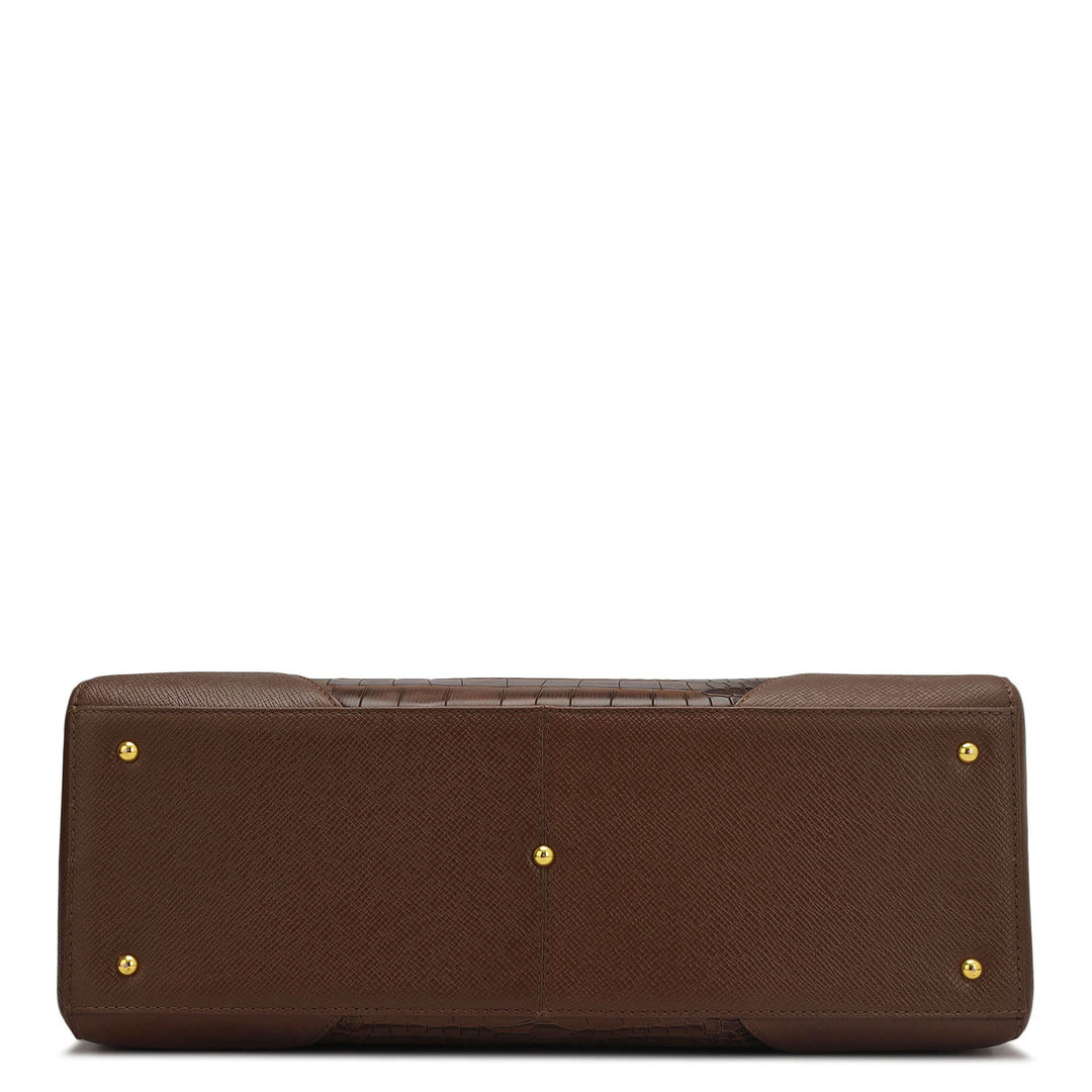 Large Croco Franzy Leather Satchel - Date