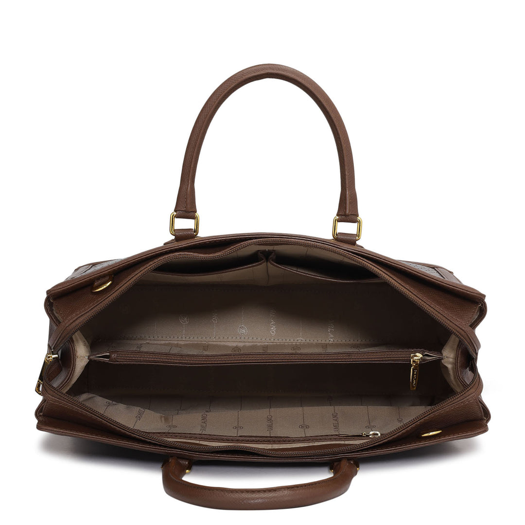 Large Croco Franzy Leather Satchel - Date