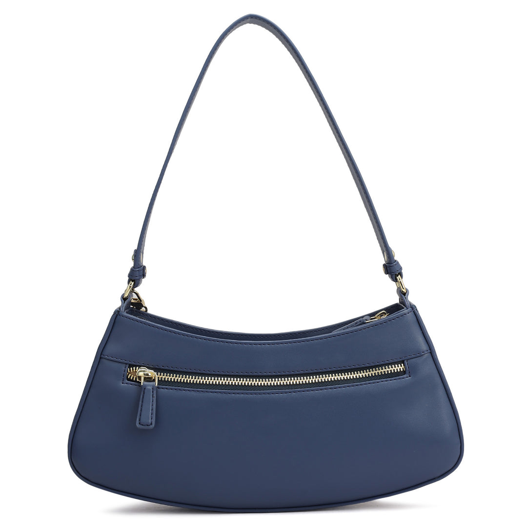 Small Croco Plain Leather Baguette - Stardust