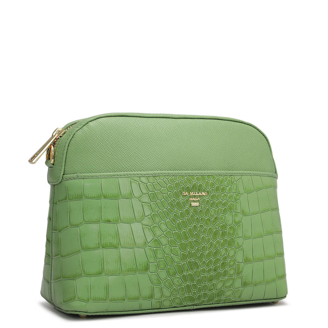 Small Croco Franzy Leather Sling - Kiwi