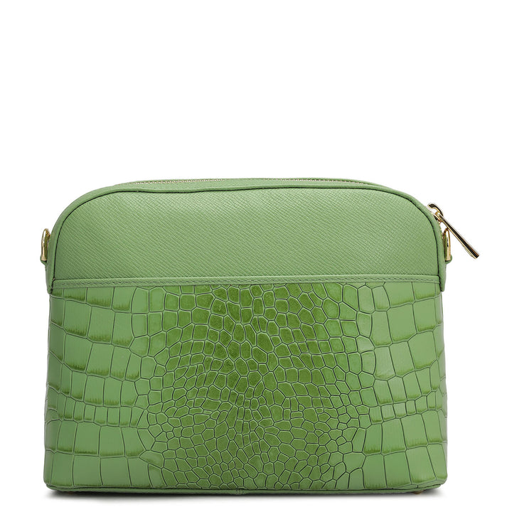 Small Croco Franzy Leather Sling - Kiwi