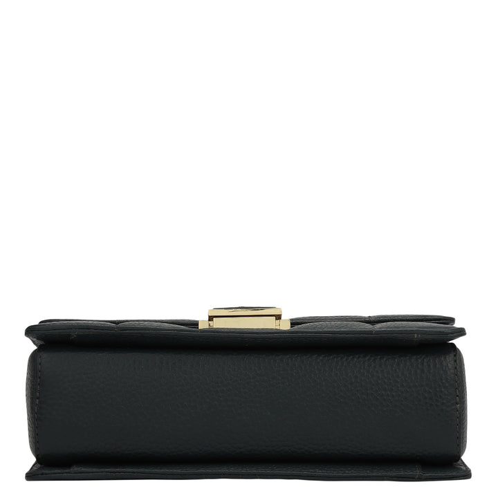 Small Wax Stripe Leather Shoulder Bag - Bottle Green