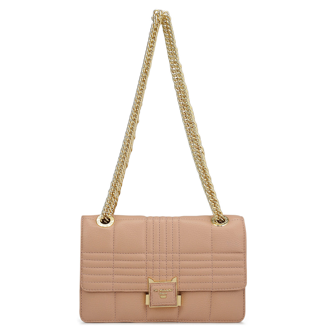 Small Wax Stripe Leather Shoulder Bag - Feather