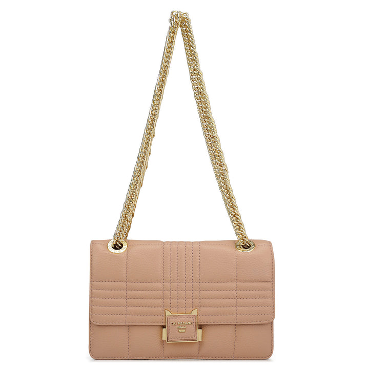 Small Wax Stripe Leather Shoulder Bag - Feather