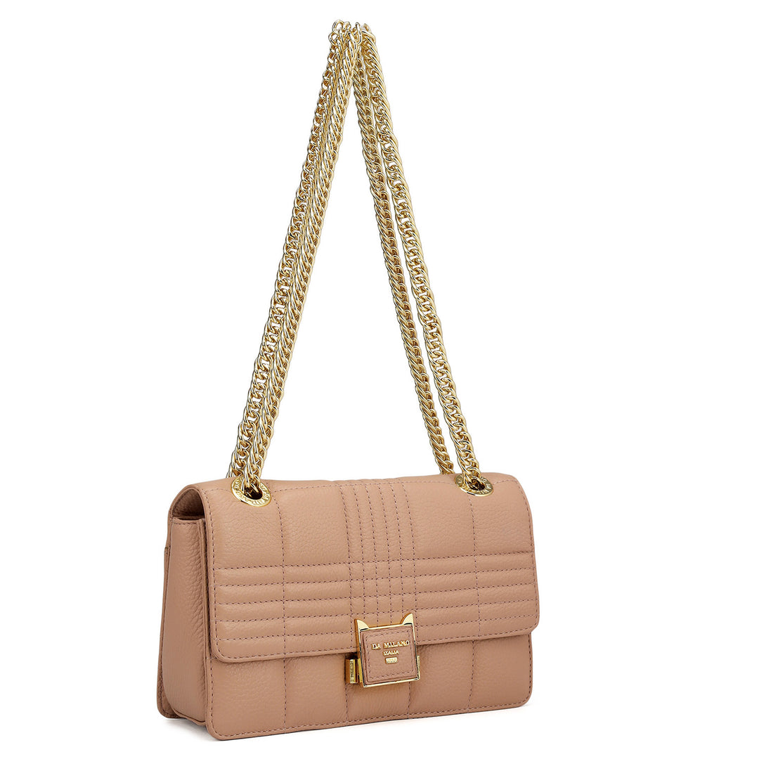 Small Wax Stripe Leather Shoulder Bag - Feather