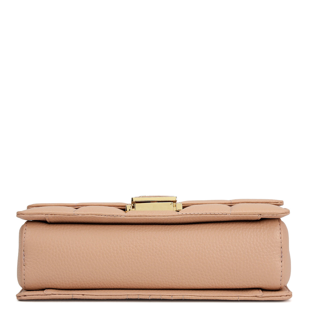 Small Wax Stripe Leather Shoulder Bag - Feather