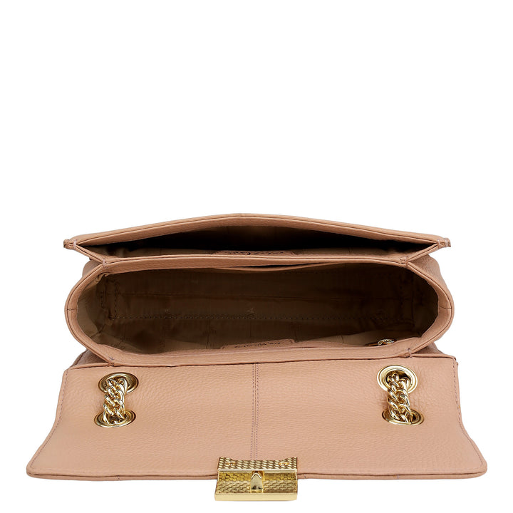 Small Wax Stripe Leather Shoulder Bag - Feather