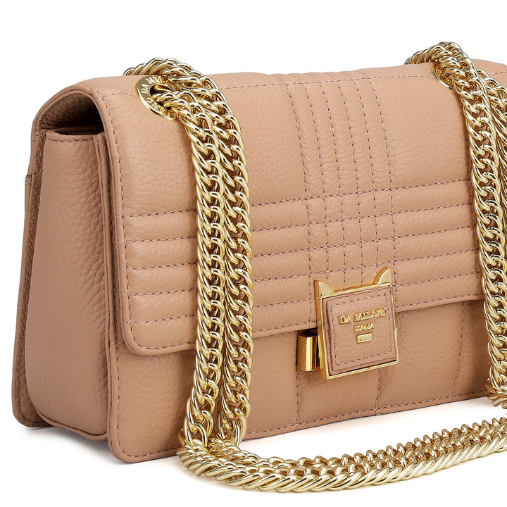 Small Wax Stripe Leather Shoulder Bag - Feather