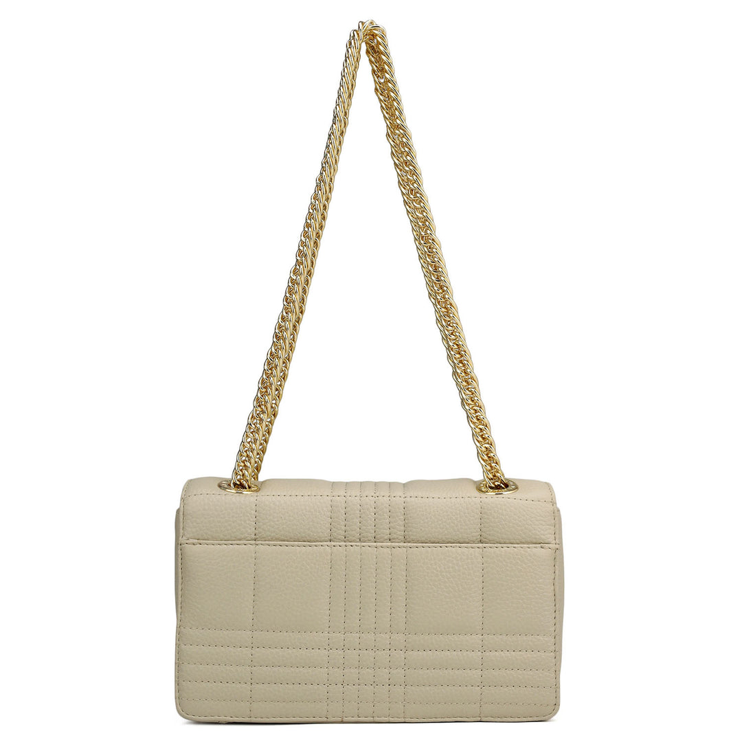 Small Wax Stripe Leather Shoulder Bag - Ivory