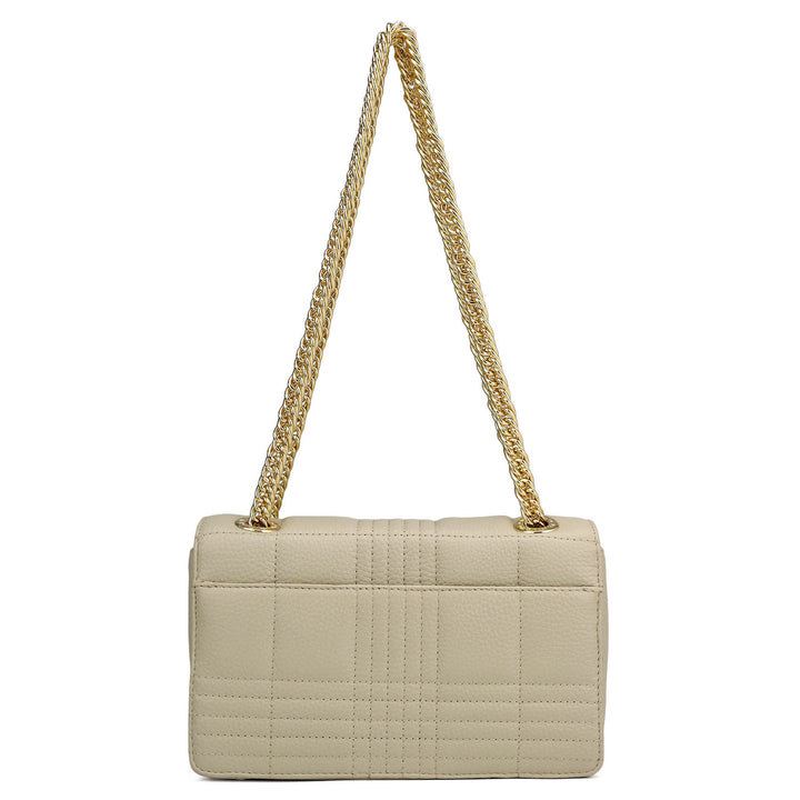 Small Wax Stripe Leather Shoulder Bag - Ivory