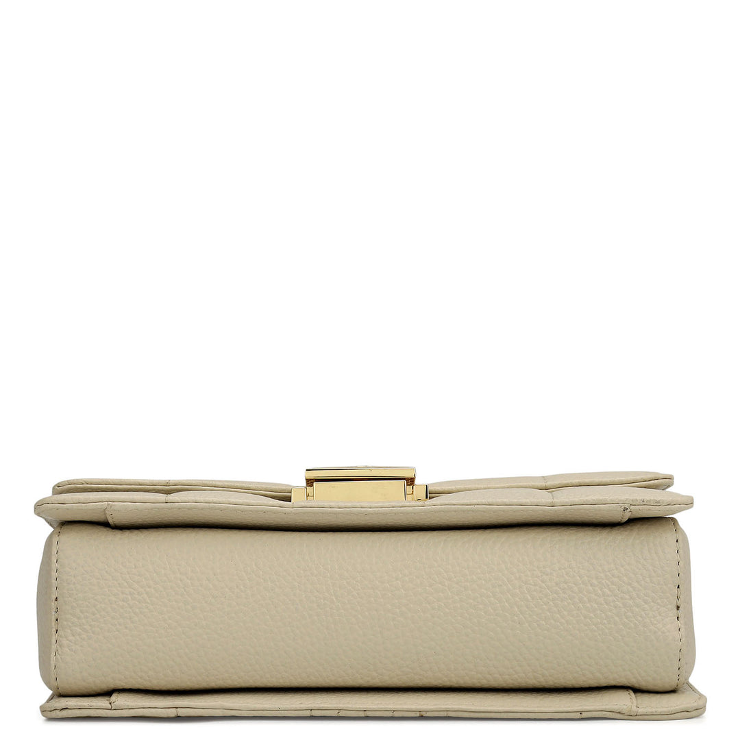 Small Wax Stripe Leather Shoulder Bag - Ivory
