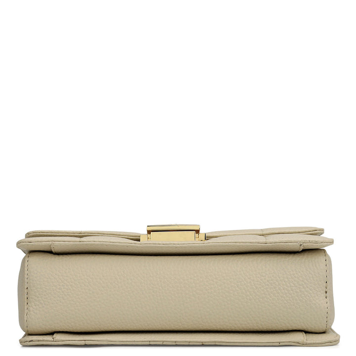 Small Wax Stripe Leather Shoulder Bag - Ivory