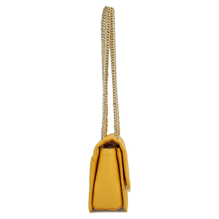 Small Wax Stripe Leather Shoulder Bag - Mimosa