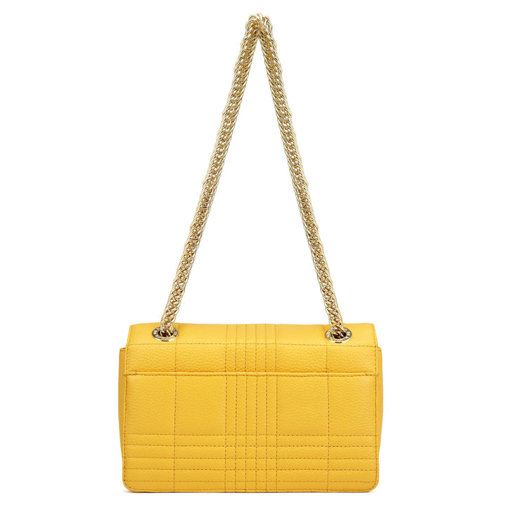 Small Wax Stripe Leather Shoulder Bag - Mimosa