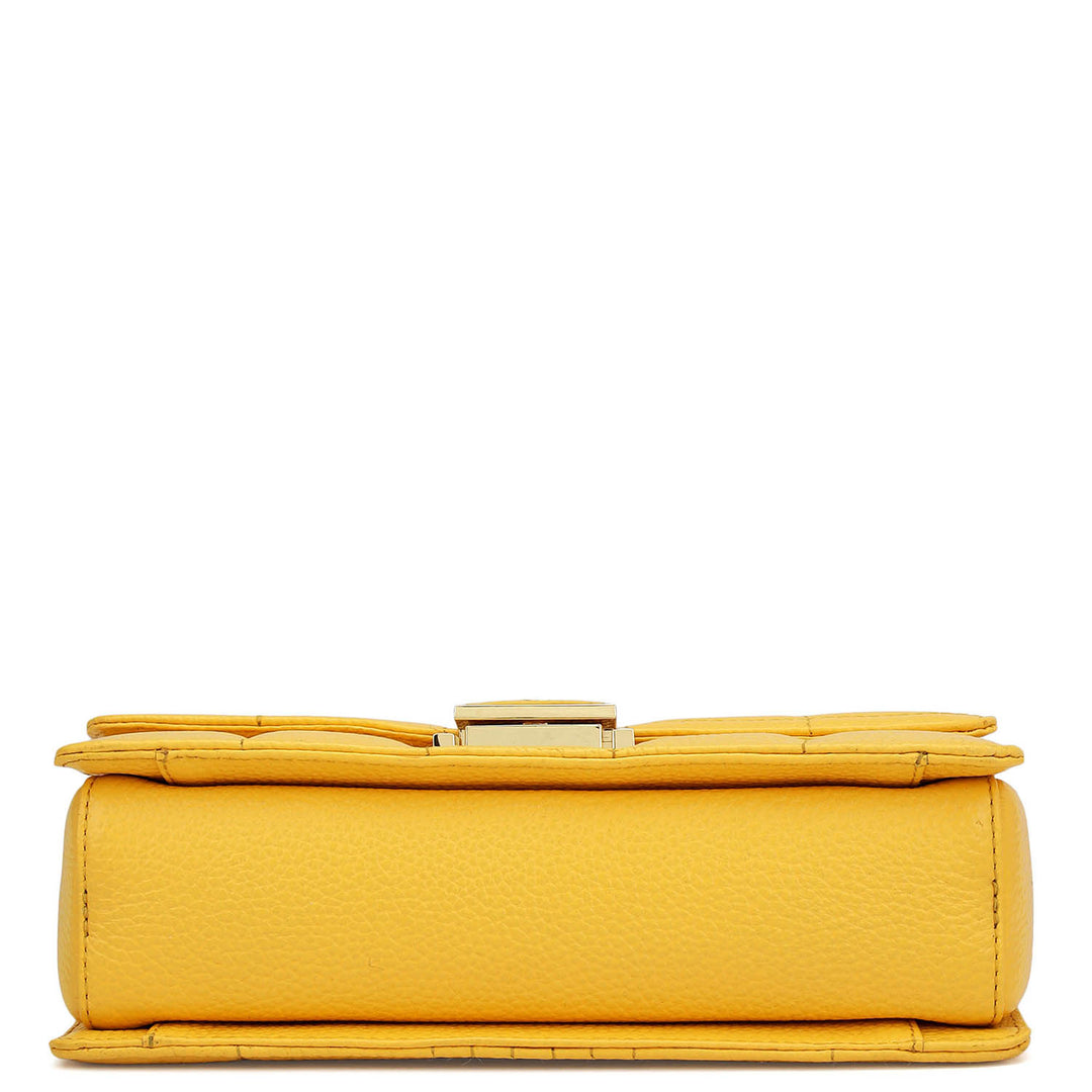 Small Wax Stripe Leather Shoulder Bag - Mimosa