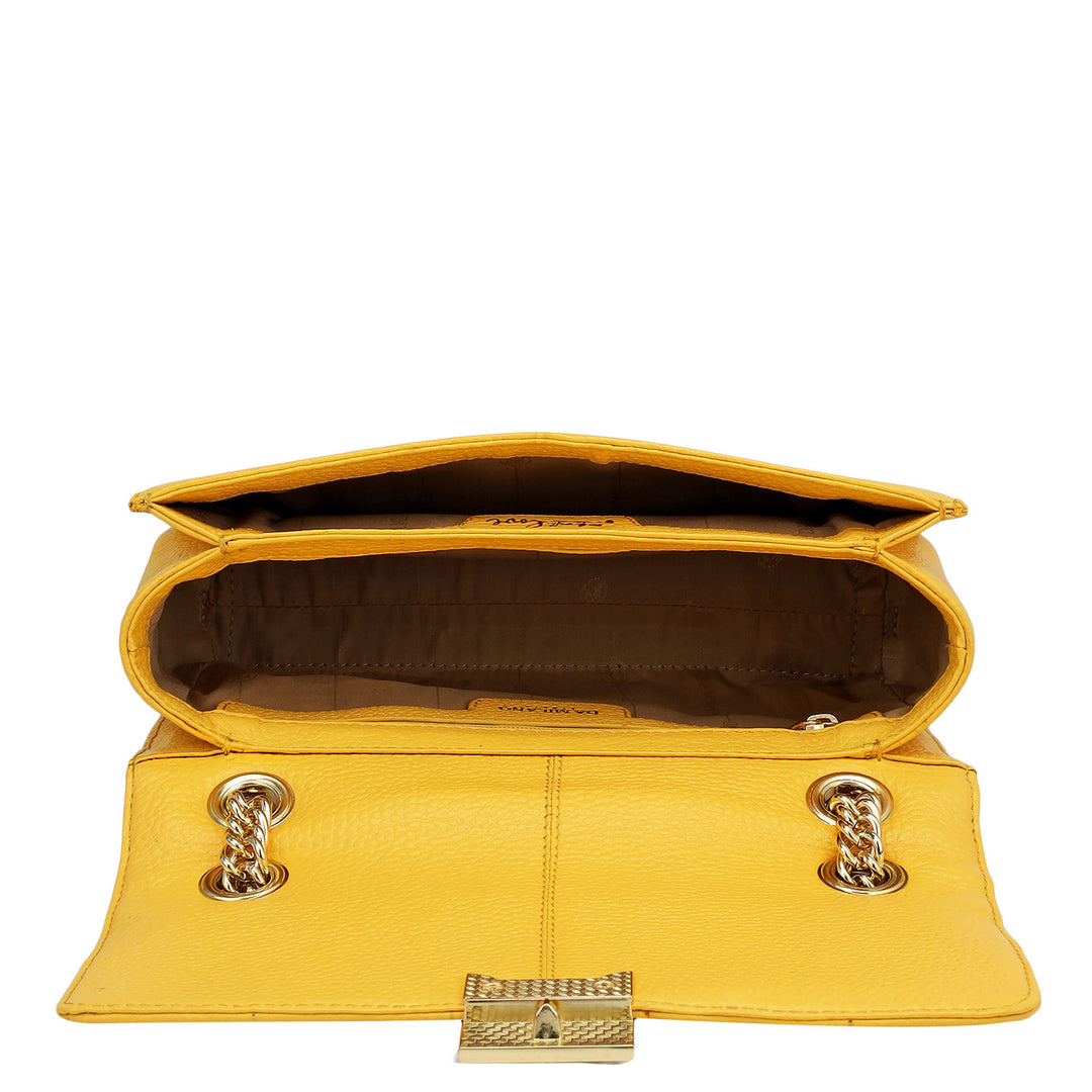 Small Wax Stripe Leather Shoulder Bag - Mimosa