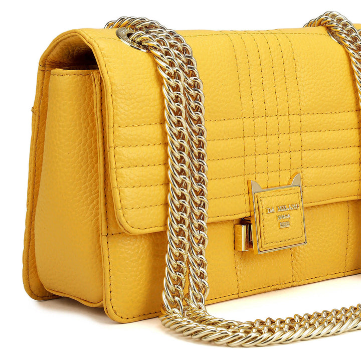 Small Wax Stripe Leather Shoulder Bag - Mimosa