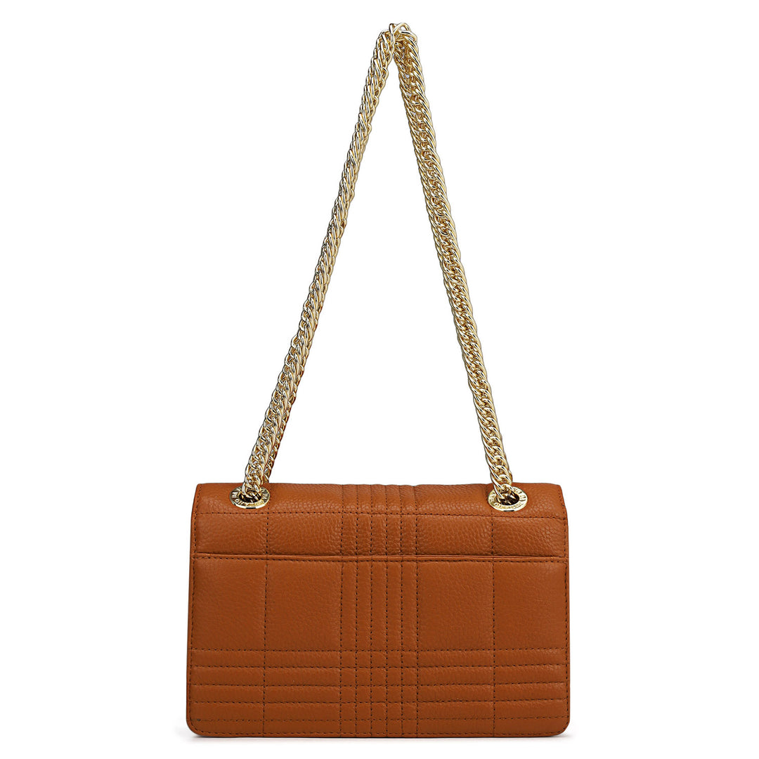 Small Wax Stripe Leather Shoulder Bag - Orange