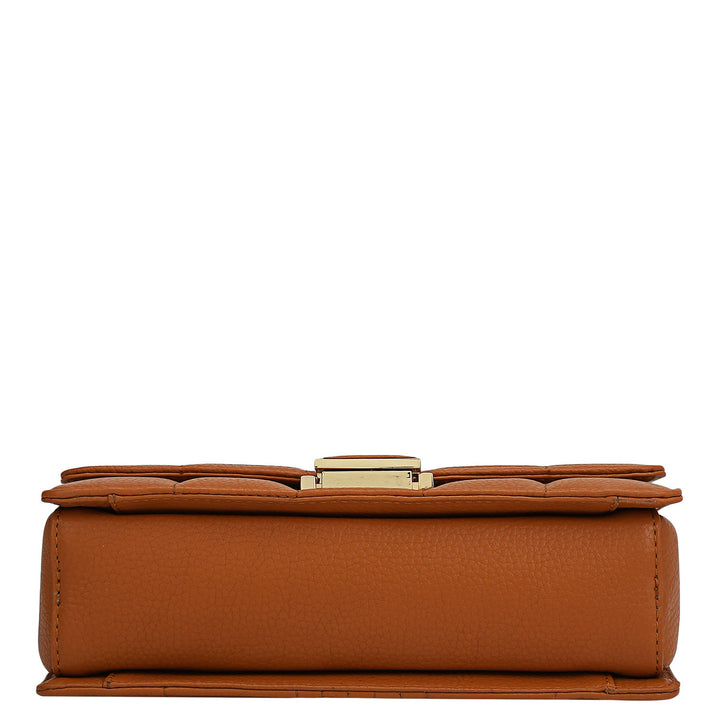Small Wax Stripe Leather Shoulder Bag - Orange