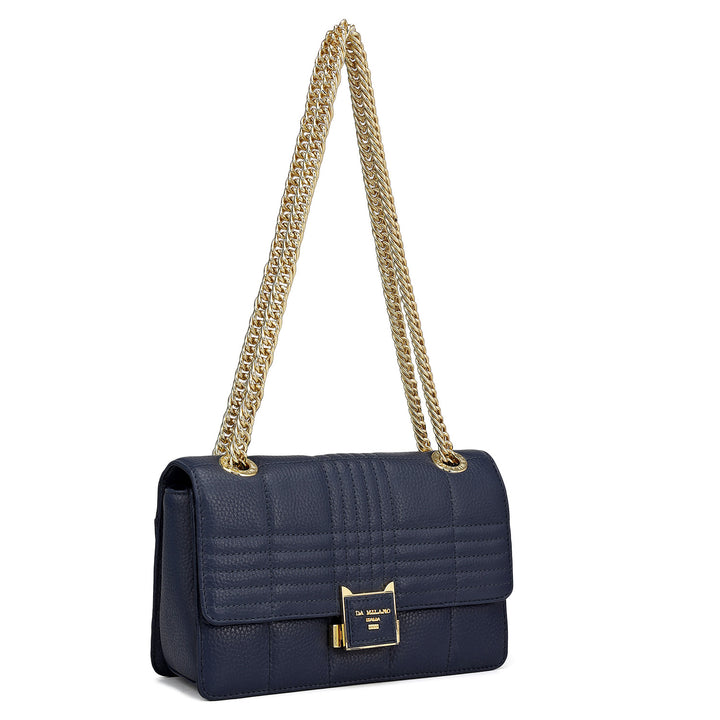 Small Wax Stripe Leather Shoulder Bag - Patriot Blue