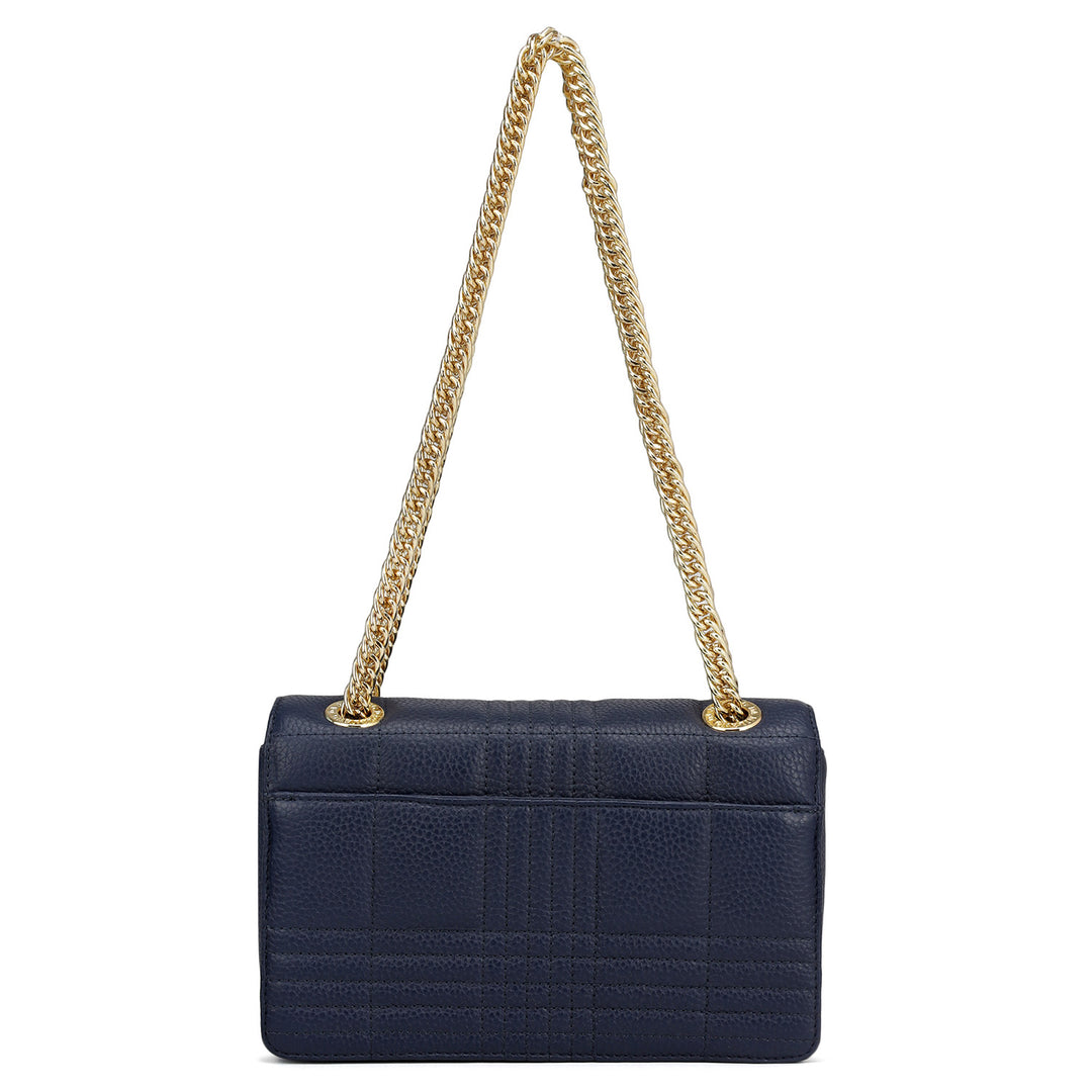 Small Wax Stripe Leather Shoulder Bag - Patriot Blue