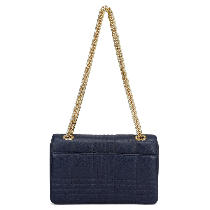 Small Wax Stripe Leather Shoulder Bag - Patriot Blue