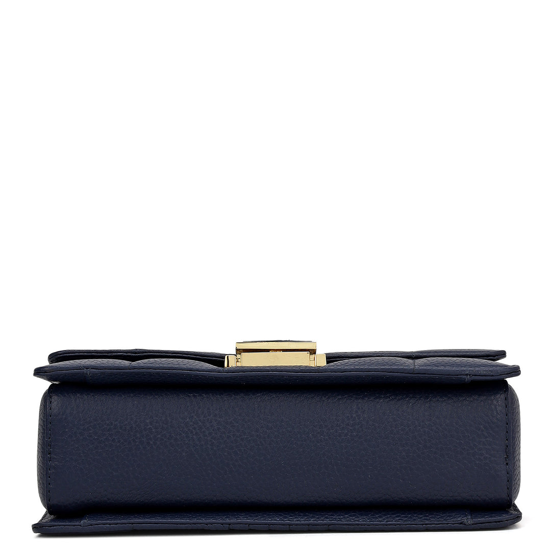 Small Wax Stripe Leather Shoulder Bag - Patriot Blue