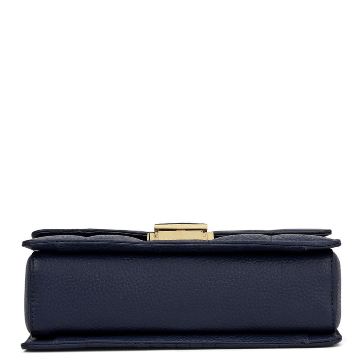 Small Wax Stripe Leather Shoulder Bag - Patriot Blue