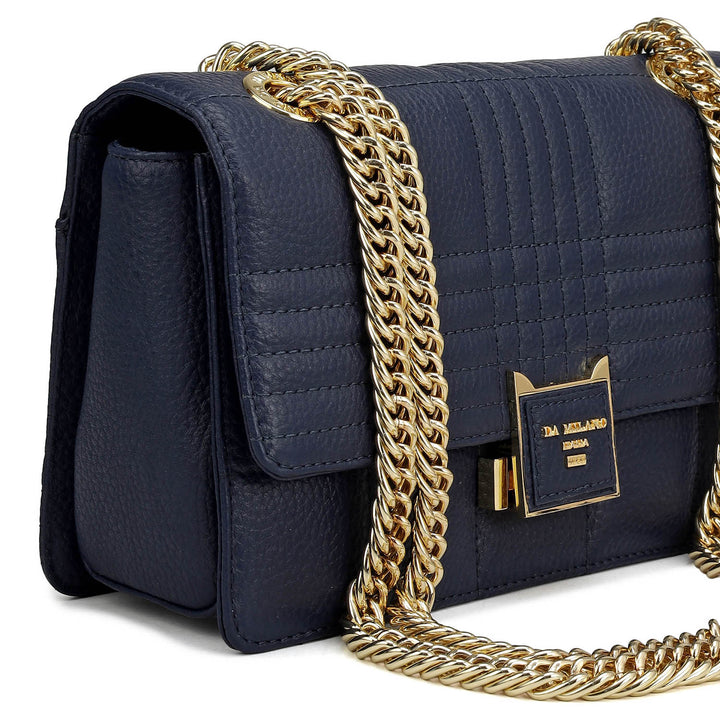 Small Wax Stripe Leather Shoulder Bag - Patriot Blue
