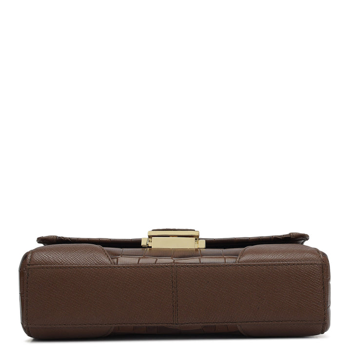 Small Croco Franzy Leather Baguette  - Date