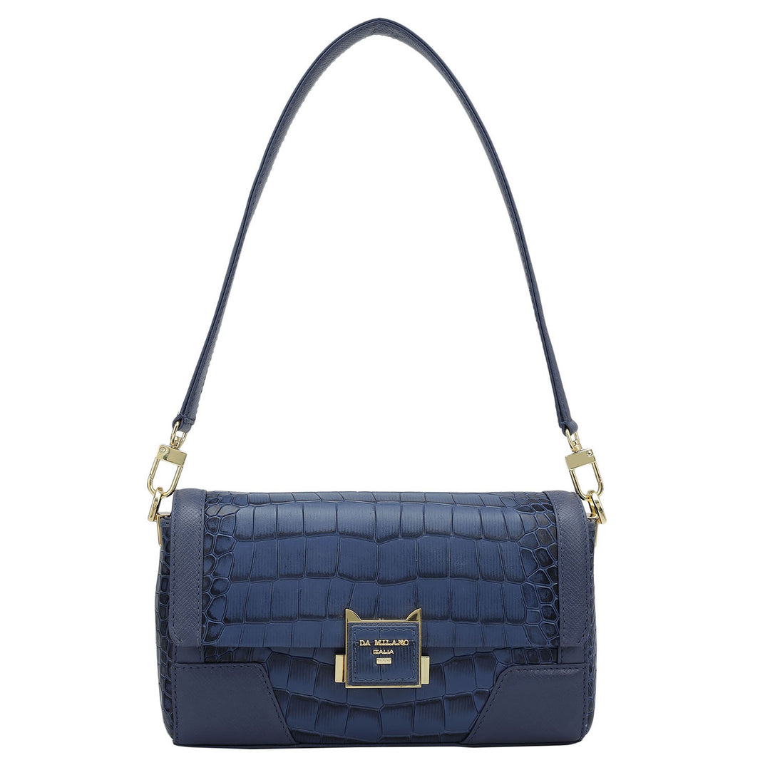 Small Croco Franzy Leather Baguette  - Stardust