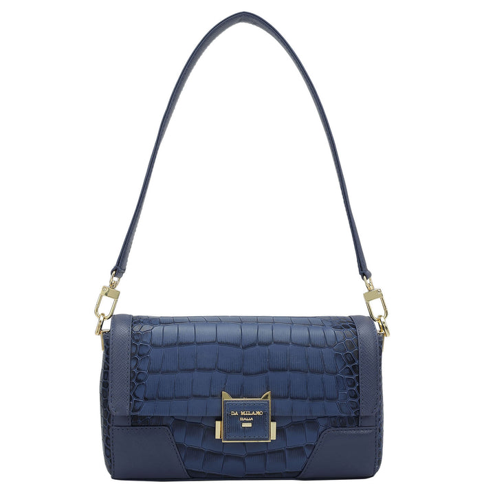 Small Croco Franzy Leather Baguette  - Stardust