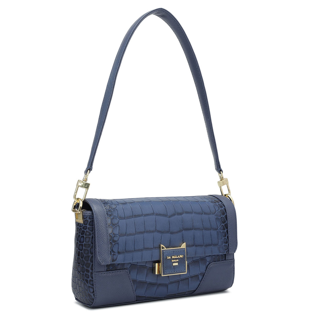 Small Croco Franzy Leather Baguette  - Stardust