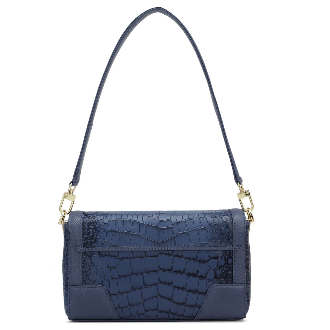 Small Croco Franzy Leather Baguette  - Stardust