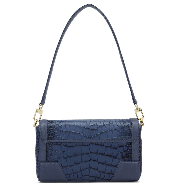 Small Croco Franzy Leather Baguette  - Stardust