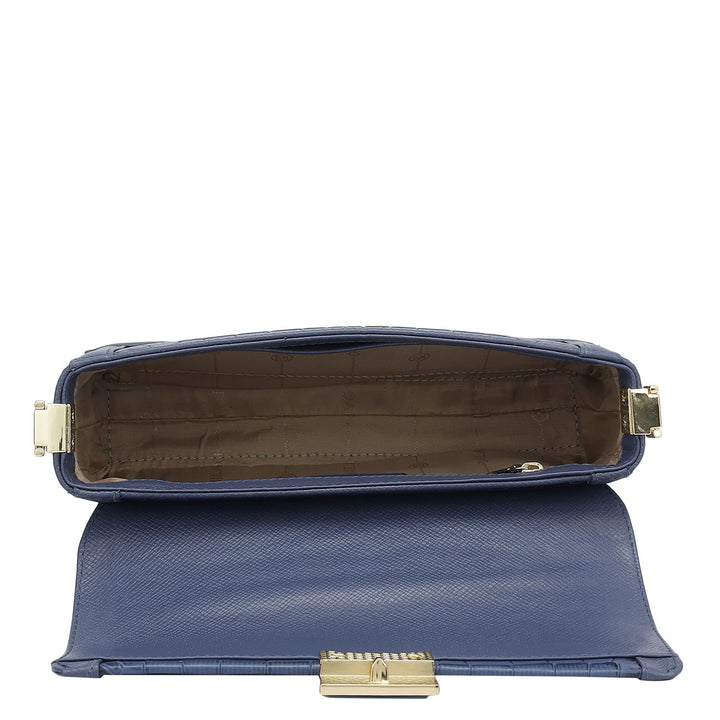 Small Croco Franzy Leather Baguette  - Stardust