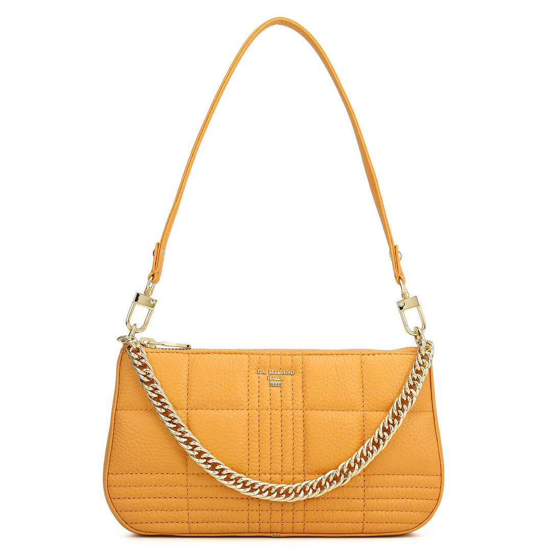 Small Wax Stripe Leather Baguette  - Apricot Crush