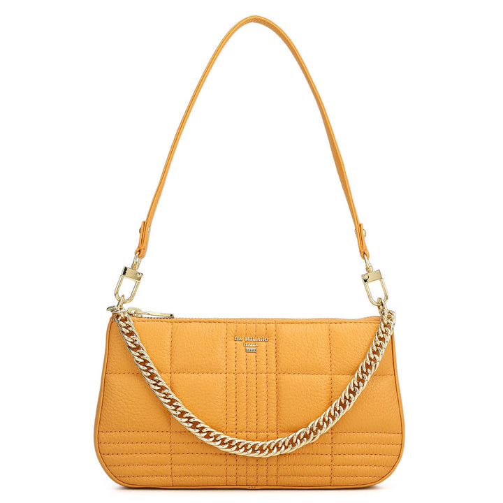 Small Wax Stripe Leather Baguette  - Apricot Crush