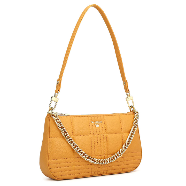 Small Wax Stripe Leather Baguette  - Apricot Crush